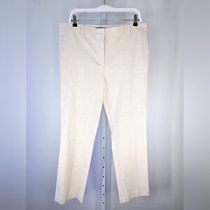 Ann Taylor Lined Trousers Pants Ivory/Beige Basketweave Texture Size 14